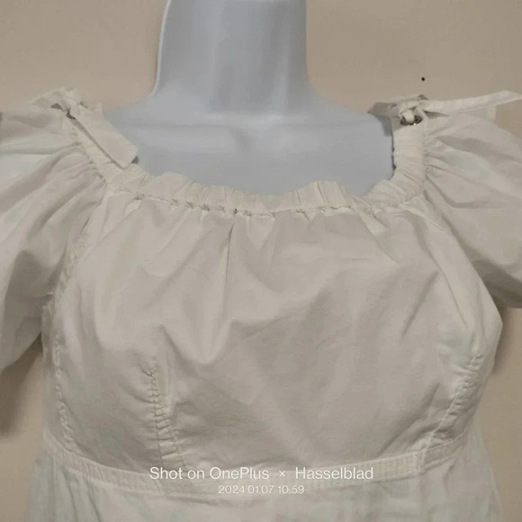Rebecca Taylor Size 0 White Peasant Style Tie Sleeves Top Blouse - Picture 2 of 8